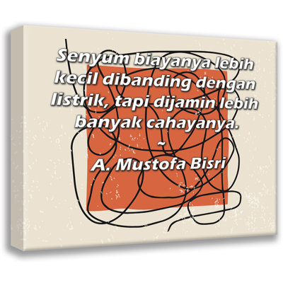 ArtyQuotes Gallery, toile tendue par A. Mustescence Bisri: "Senyum biayanya lebih kecil dibands dengan listrik, tapi dijamin lebih banyak cahayanya."