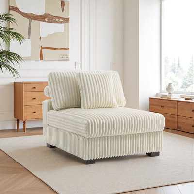Upholstered Faux Fur Flannel With Footstool Armless