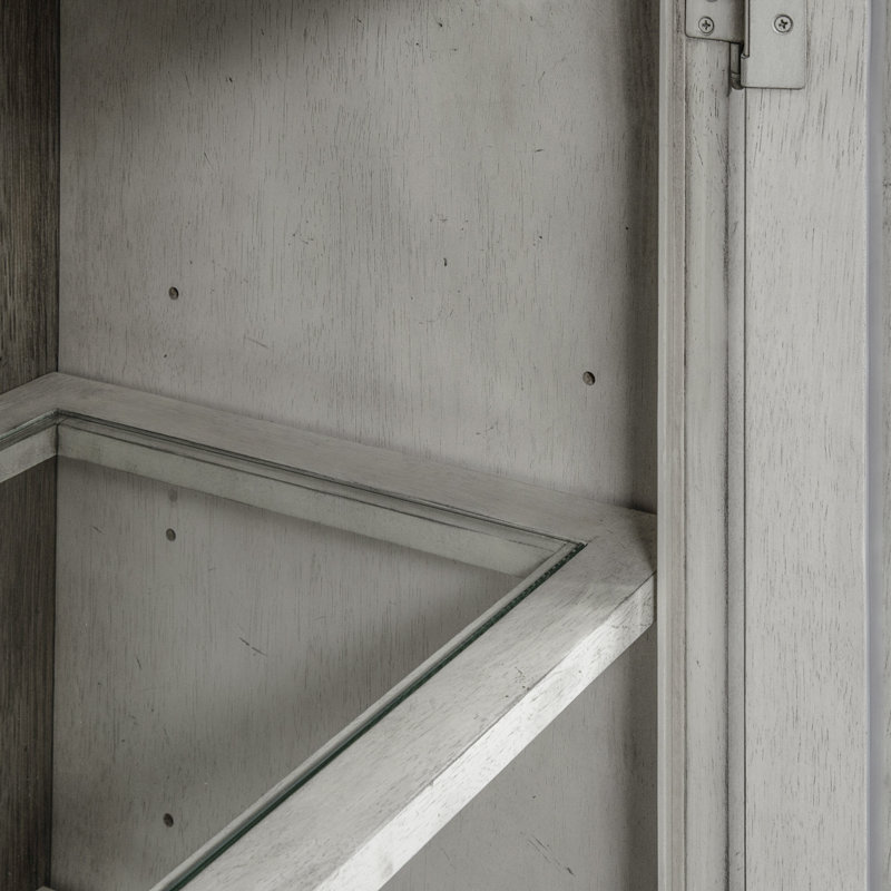 Gray Oak Veneer Lighted Traditional China Cabinet
