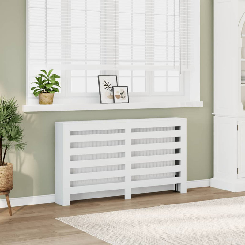 Large Radiator Cover, White, 149 x 20 x 82 cm, Horizontal Slats