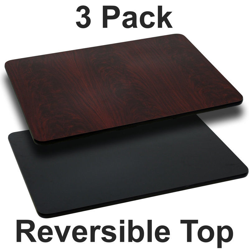 Ebner 24'' x 30'' Rectangular Table Top with Reversible Laminate Top, Black/Mahogany