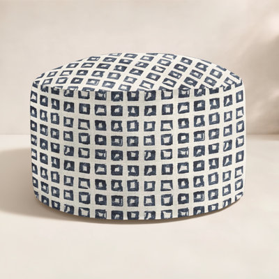 Round Upholstered Outdoor Ottoman with Cushion