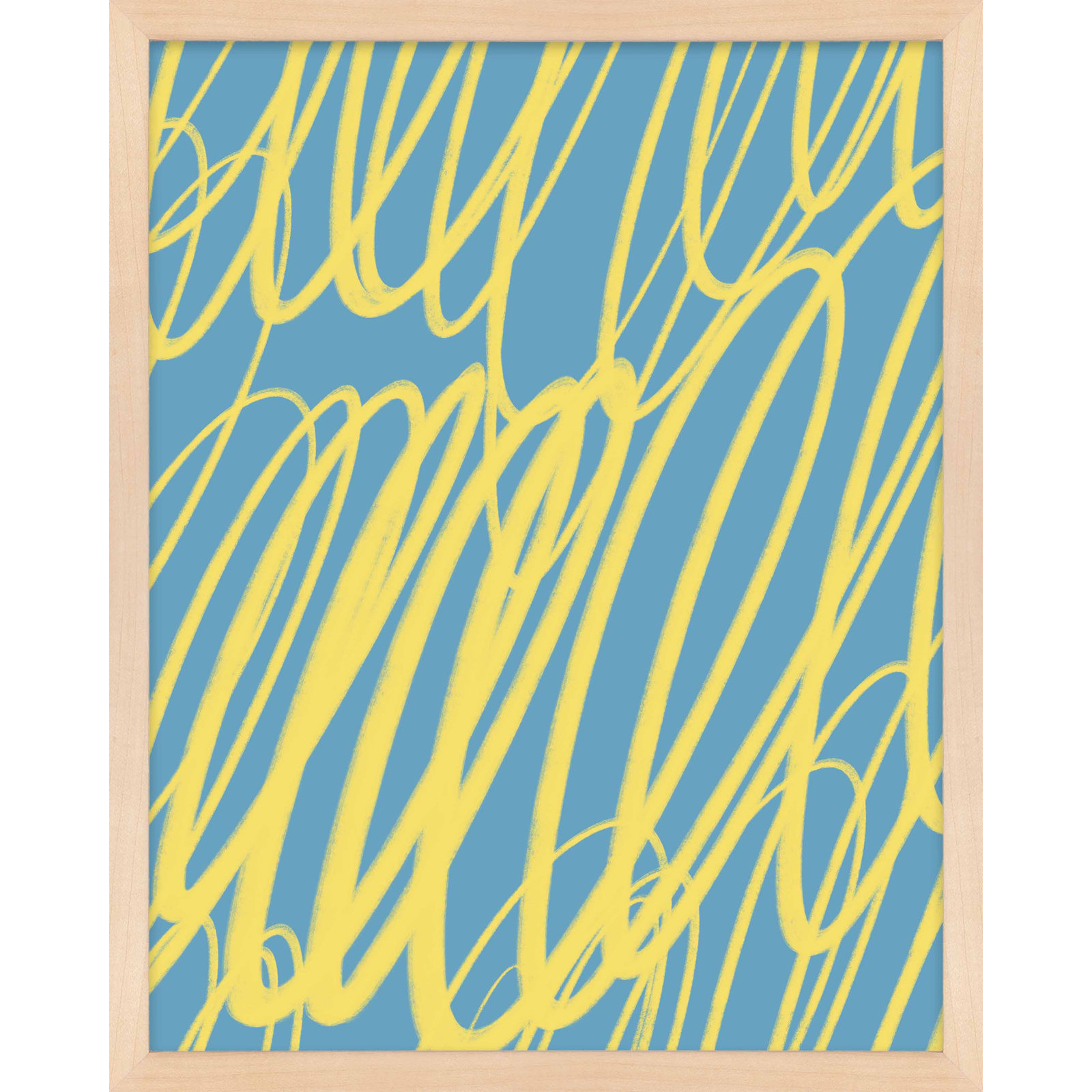 Color Squiggles 3 by Jacques Pilon, 50" H x 40" W x 1.25" D, Maple Single Structure Framed Paper