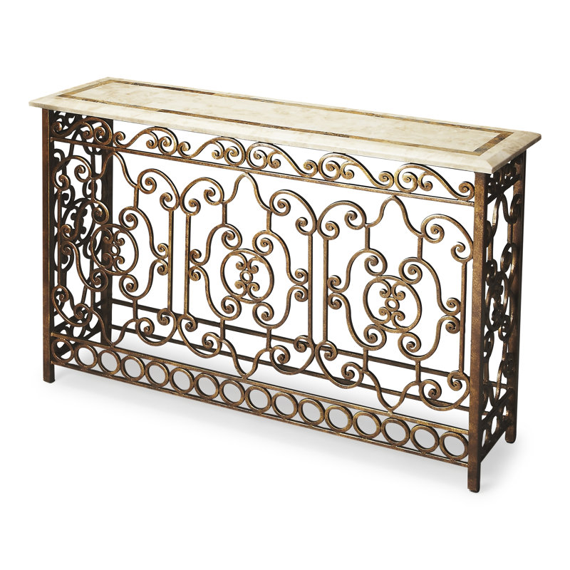 Contessa Iron & Fossil Stone Console Table