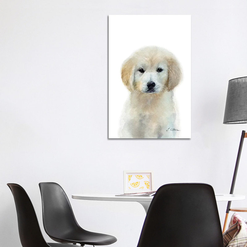 White Golden Retriever Puppy by Watercolor Luv - Wrapped Canvas Print, 101.6 cm H x 66.04 cm W