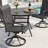 4-Person Round Patio Dining Set With Swivel PVC-Coated Polyester Chairs-2033449553