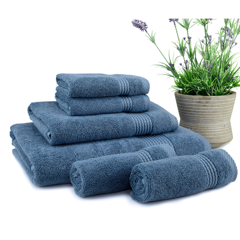 Adlena 6 Piece Turkish Cotton Towel Set, Navy Blue