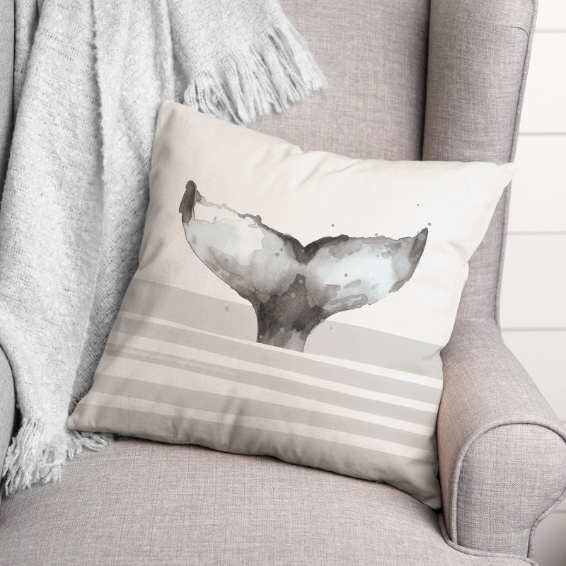  Whale Tail Square Pillow Cover & Insert, Gray
