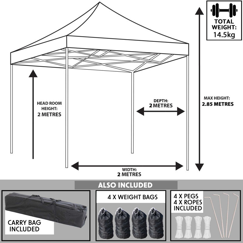 Premium 2m x 2m Steel Pop-Up Gazebo, Beige
