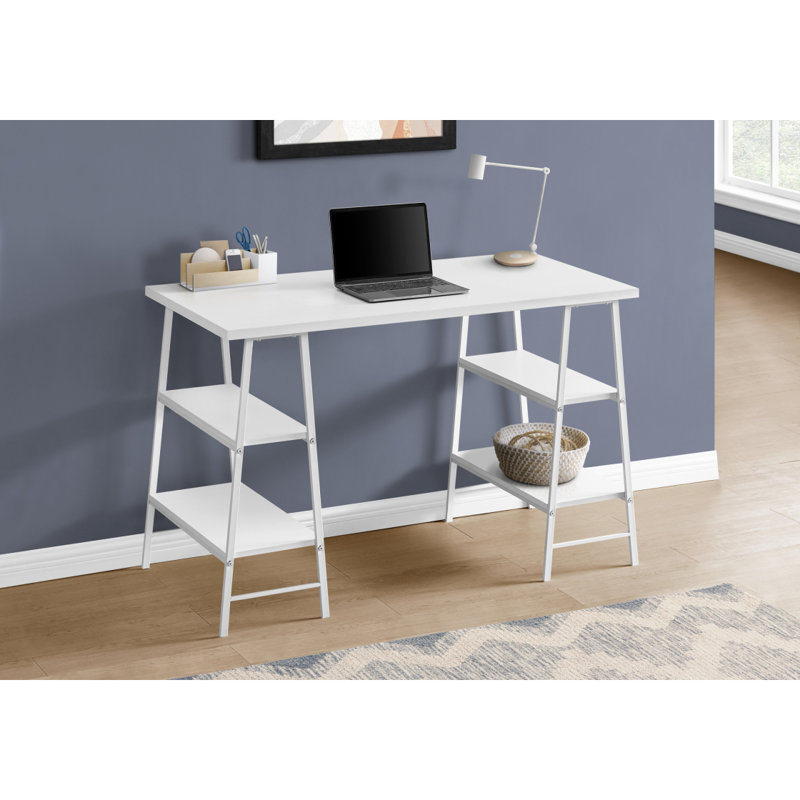 Bureau d'ordinateur, bureau personnel, ordinateur portable, tablettes de rangement, L 48 po, travail, stratifié, métal, contemporain, moderne