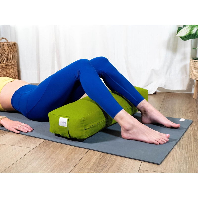 Rectangular Pranayama Yoga Bolster Meditation Pillow, Green