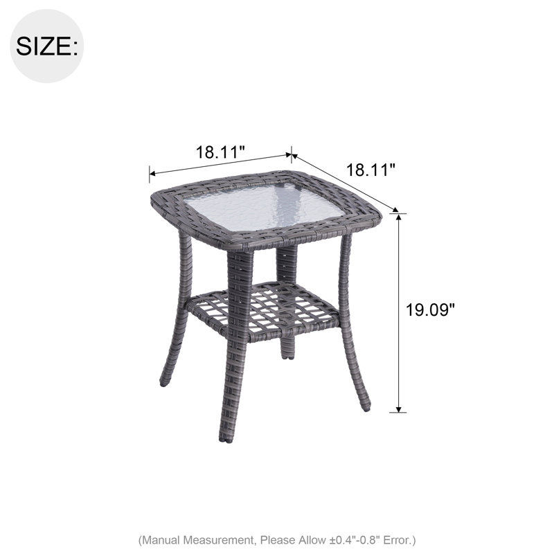 Table d'appoint d'extérieur carrée L 18,11 po x l 18,11 po Danvers, gris