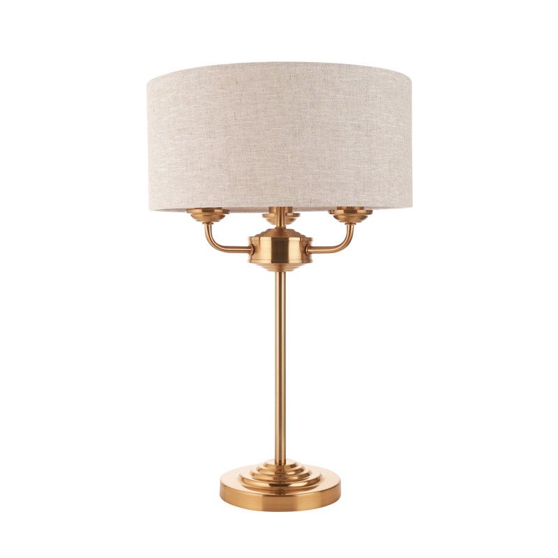 Landover 3lt Table light finished in Vintage Brass and Natural