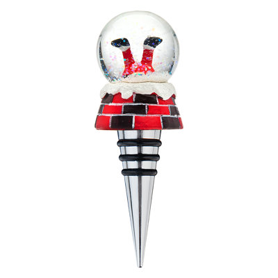 Santa Chimney Snow Globe Bottle Stopper
