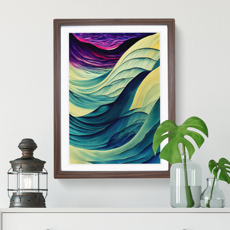 Layers Of An Ocean Wave Abstract No.1 - Wall Art, 36cm H x 27cm W, Walnut Framed, White