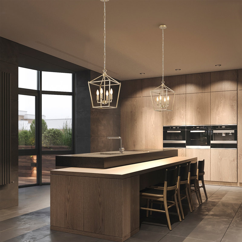 Lustre en fer de style lampadaire Buelex, Satin, H 16,9 po x l 11,8 po x P 11,8 po