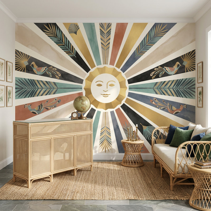 Décoration murale Sunburst, 100 po x 96 po, Non tissé