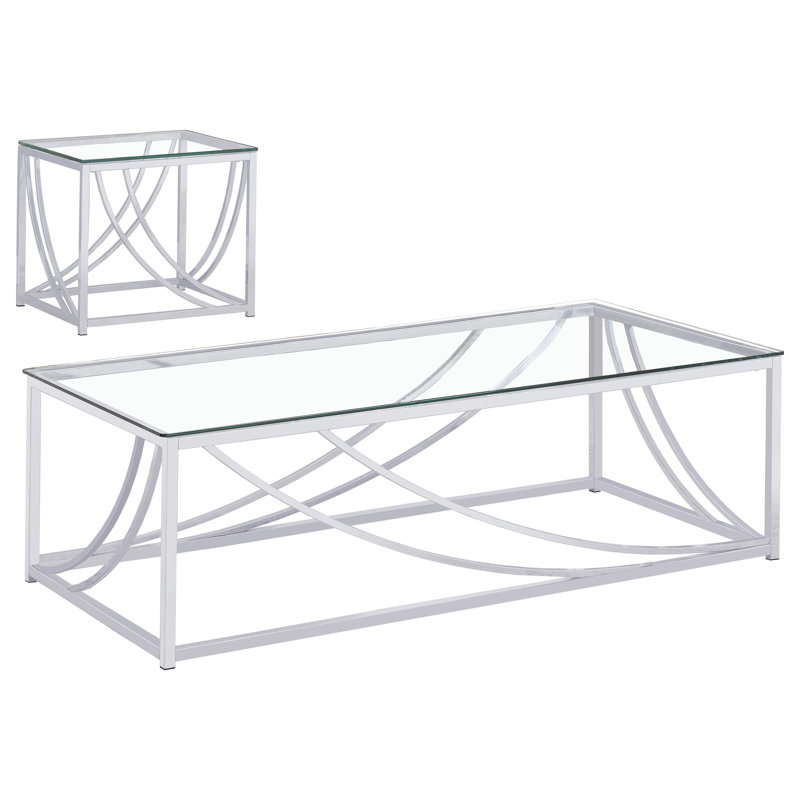Ensemble de tables basses et de tables de bout 2 pièces en chrome