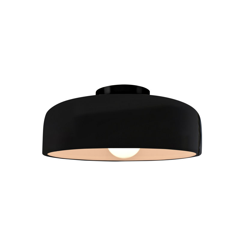 Plafonnier semi-encastré en céramique Dottie, Lustre noir, Noir mat, H 6 po x l 10 po x P 10 po