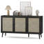 Buffet avec 3 portes en rotin et armoire de rangement moderne pour le salon (grand)-1249705381