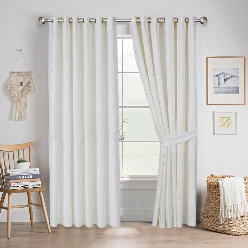 Cardinale Semi Sheer Curtain Pair, White, 45 x 108 cm