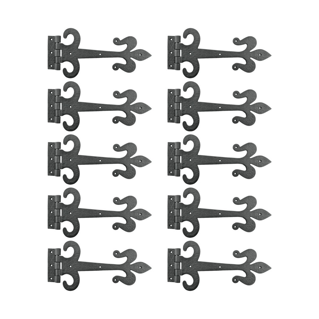 Door Wrought Iron Fleur de Lis Strap Hinge (Set of 10) The Renovators Supply Inc.