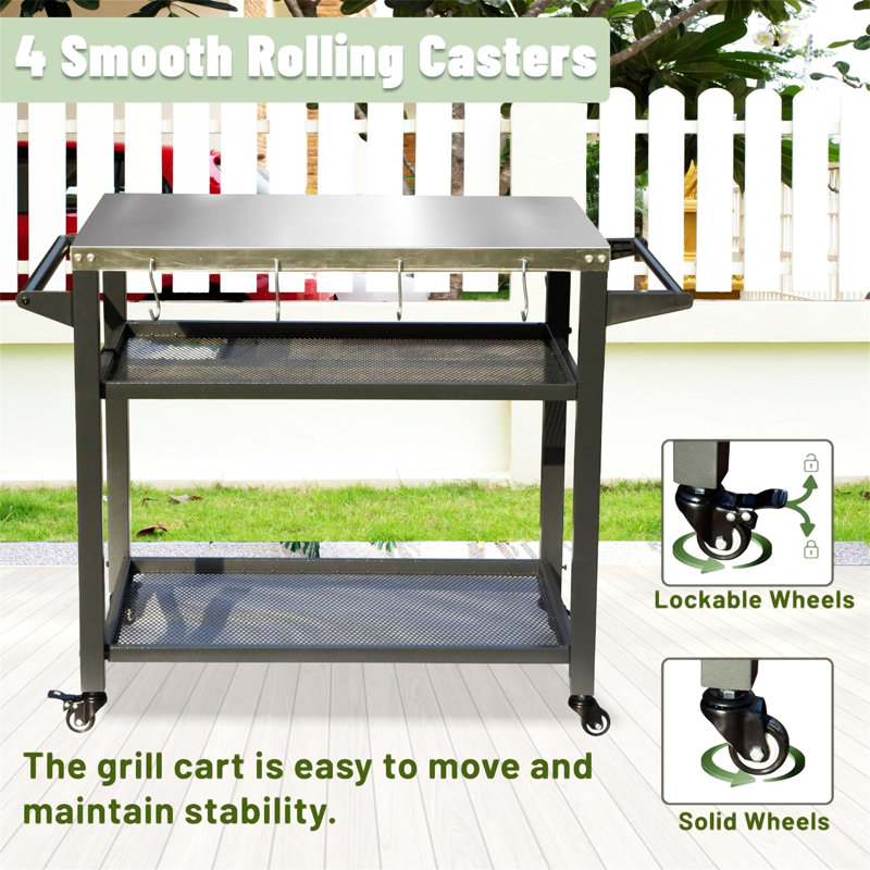 3-Shelf Outdoor Grill Table