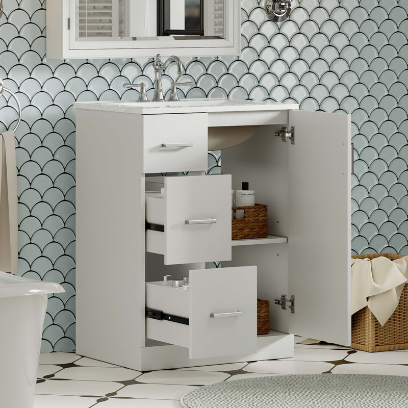 Meuble-lavabo moderne 24 "avec lavabo, Blanc