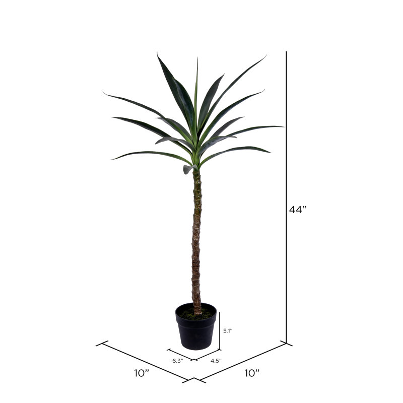 Artificial Green Yucca Tree, 44" H x 10" W x 10" D
