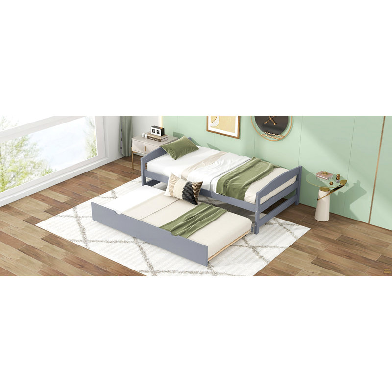 Lit plateforme simple avec lit gigogne simple, Gris