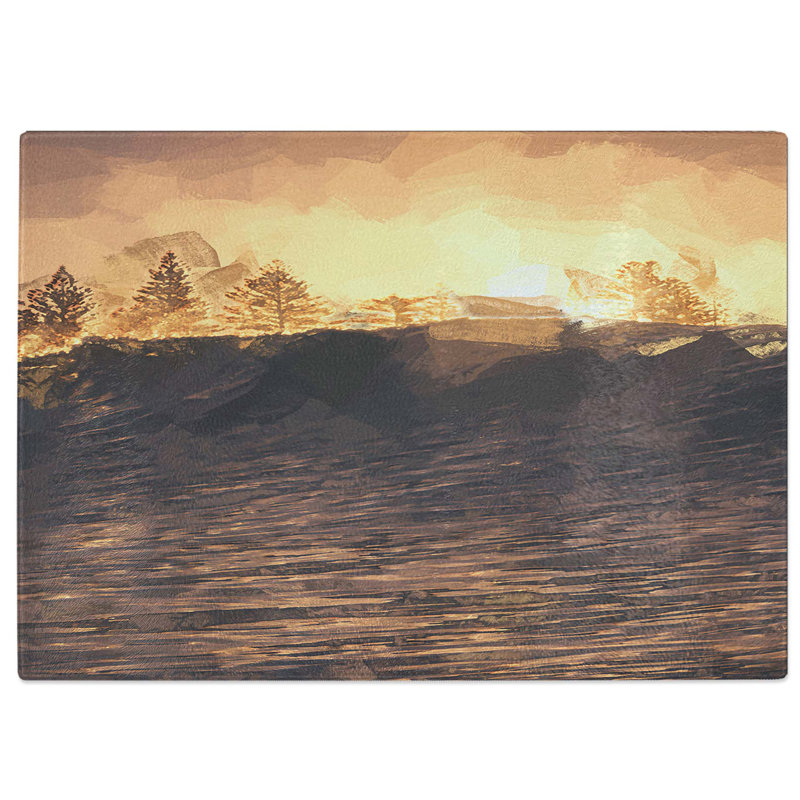 Tempered Glass Wave Touching the Trees in Abstract Chopping Board, 39 cm W x 28.5 cm L