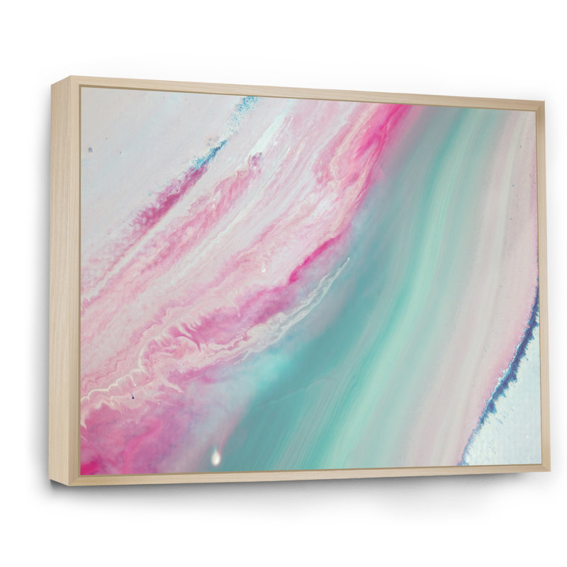 Marbre turquoise et marbre rose Flow Art IV - œuvre d'art moderne sur toile, H 24 po x l 36 po x P 1 po