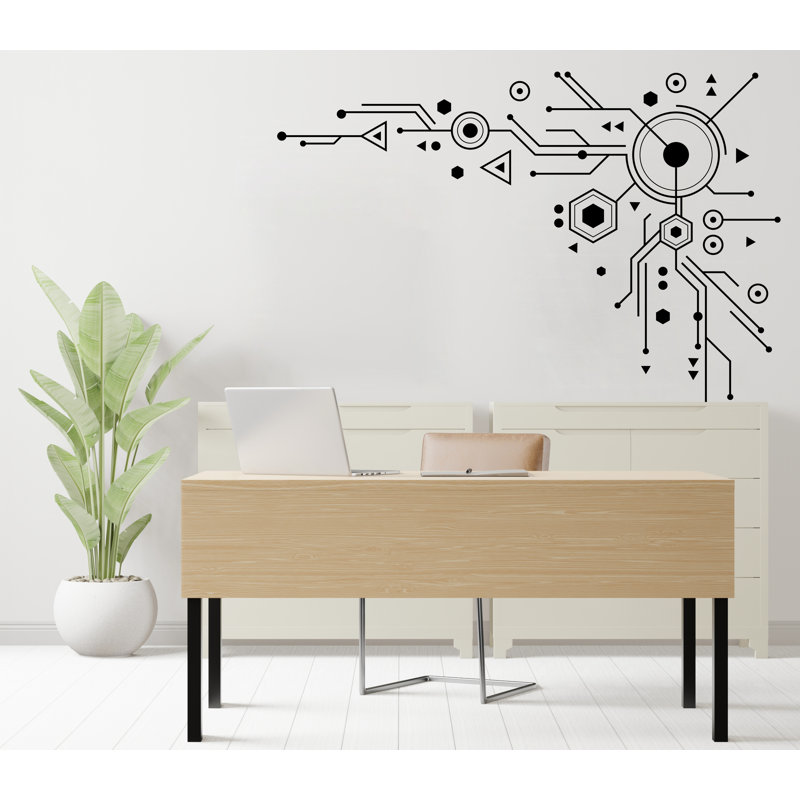 Adhésif décoratif carte de circuit imprimé moderne - autocollant futuriste d'inspiration technique pour le bureau et la maison 545RS