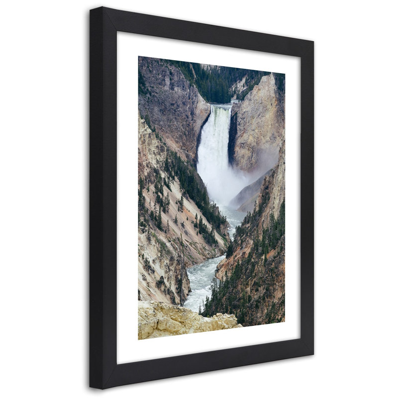 Waterfall - Single Picture Frame Print, 100cm H x 70cm W, Black