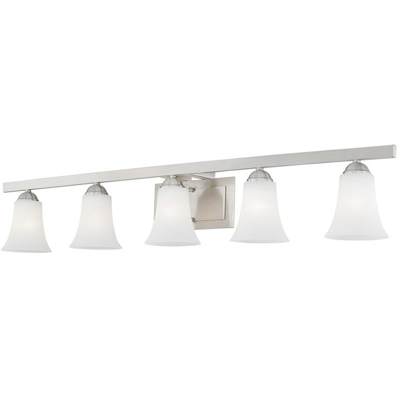Ridgedale Brushed Nickel 5-Light Vanity with Satin Opal White Glass