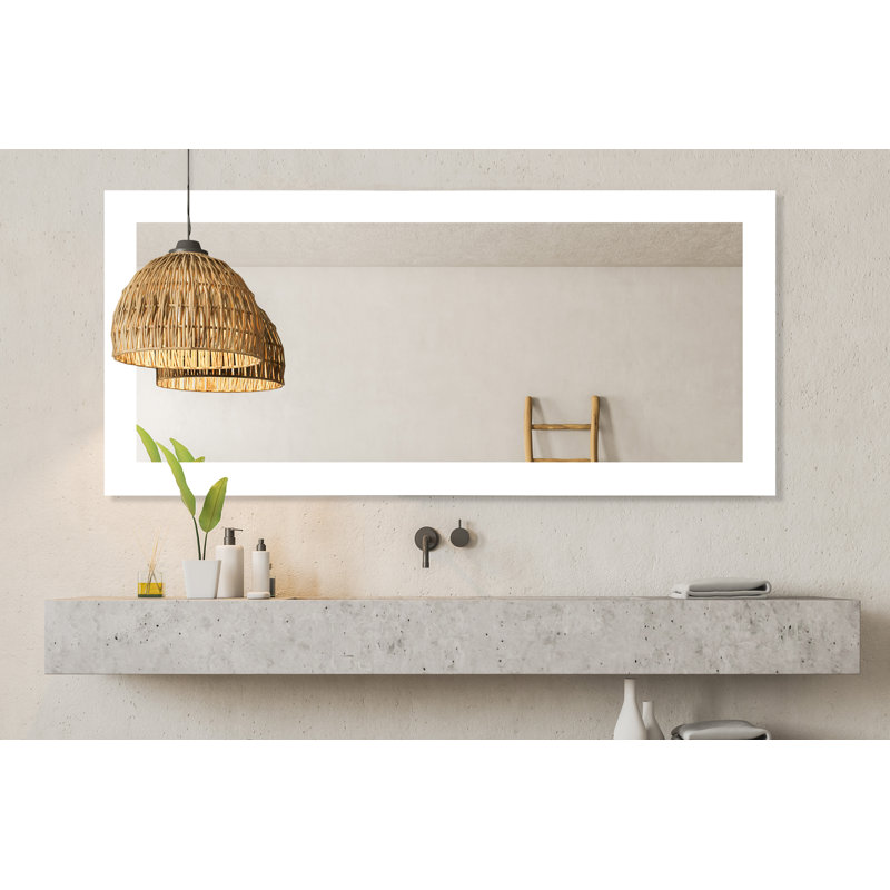 Maci Eileen Engineered Wood Flat Wall Mirror, 33" x 80", Gloss White