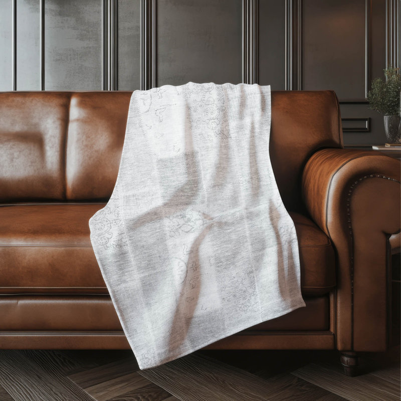Jeté patchwork Addison Sherpa ASB631, Argent argent