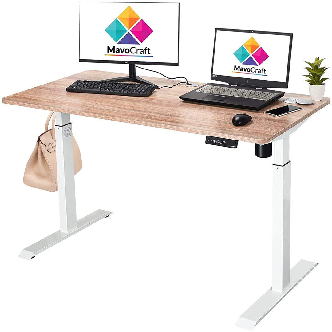 MAVO CRAFT Gonsalo 55-Inch Electric Height Adjustable Sit and Stand Desk | Standing Office Desk for Home Office and Study Area Inbox Zero