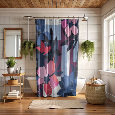 Hibiscus Motifs Design - 1 Piece Standard Shower Curtain
