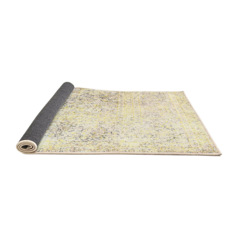 Tapis beige traditionnel/rose pâle Wylo, Rond 3 pi