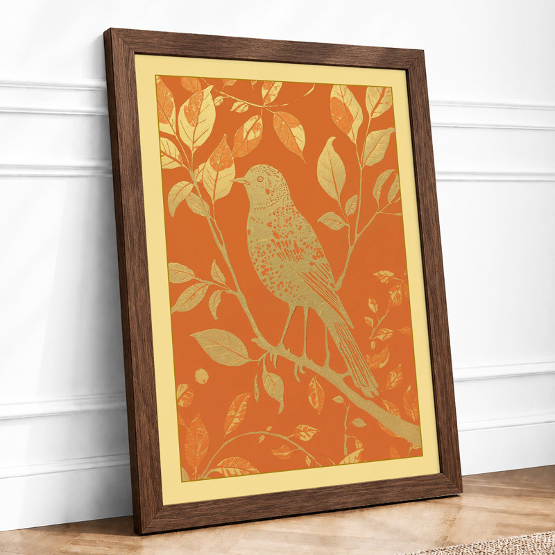 Gilded Songbird Botanical - Framed Print, A1 - 84.1 x 59.4 cm, Walnut