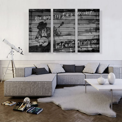 You You Say I'm I'm A Dreamer Motivational - ensemble de 3 reproductions d'art texturé sur toile tendue