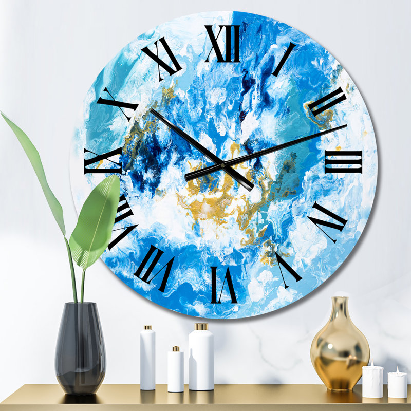 Horloge murale moderne bleue et blanche, Petit