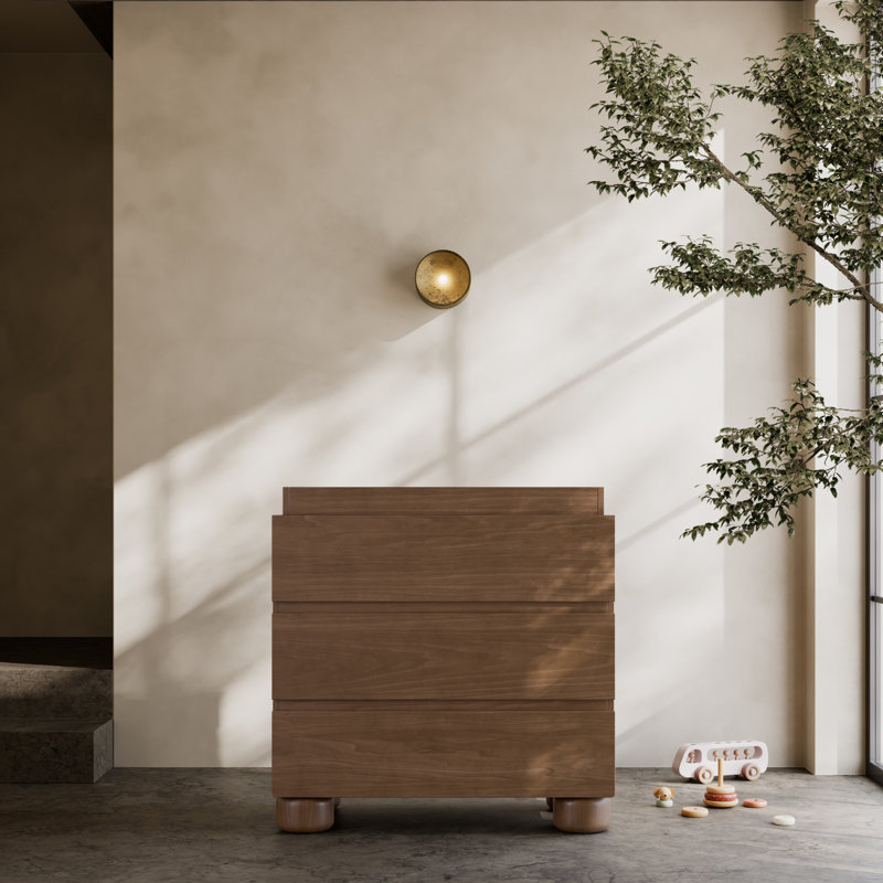 Commode 3 tiroirs avec plateau à langer Sorrento, Bois flotté