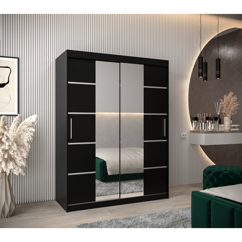 Ludly 2 Door Manufactured Wood Wardrobe, Black Matt
