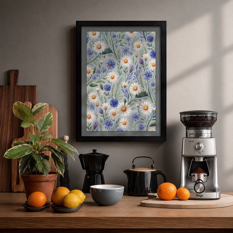 Wildflower Meadow Botanical - Print, A1 - 84.1 x 59.4 cm, Black