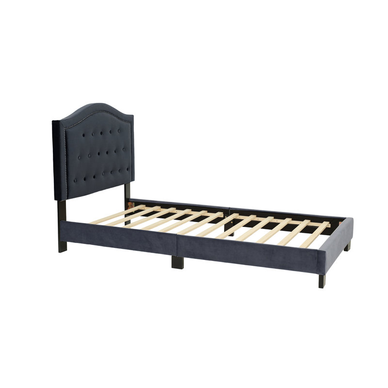 Lit plateforme tapissier Ahuva, Simple, Anthracite
