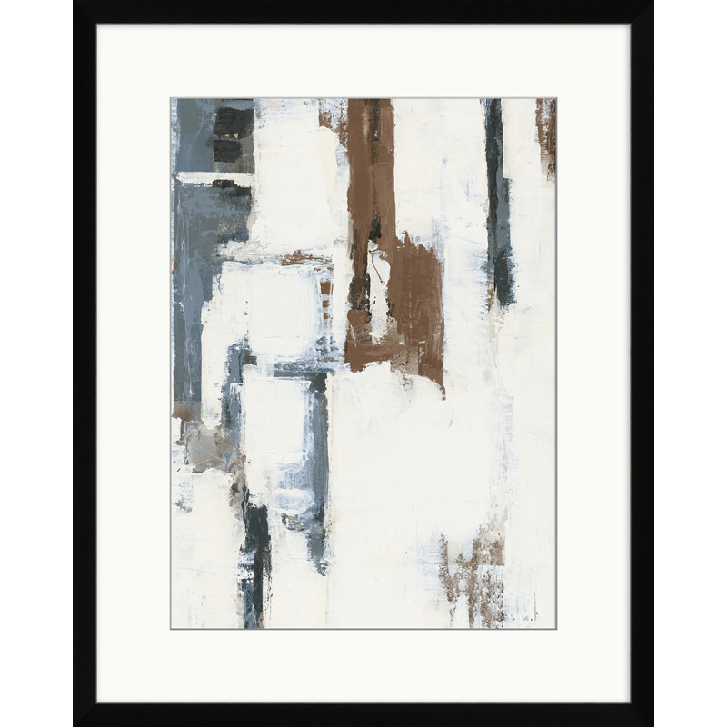 «Neutral Rain 1», peinture sur toile encadrée, Cadre noir