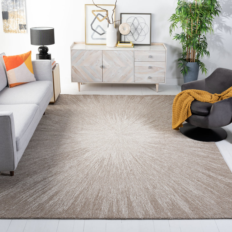 Taupe Hand-Tufted Wool Rectangular 9' x 12' Area Rug