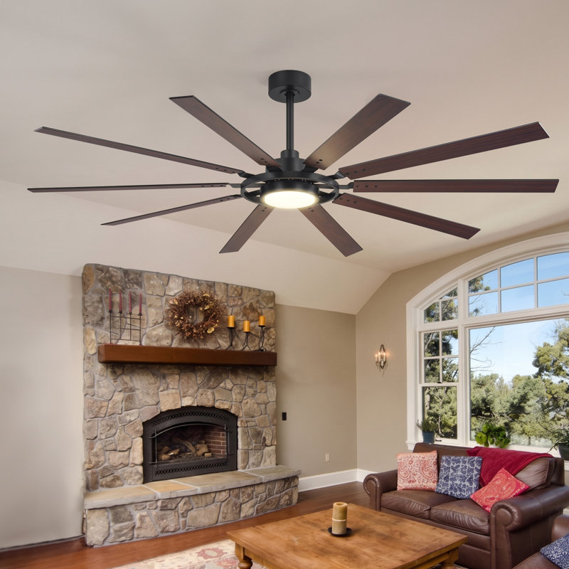 Ventilateur de plafond moderne 72 pouces avec lumière et télécommande, moteur CC réversible à 6 vitesses, 3 températures de couleur